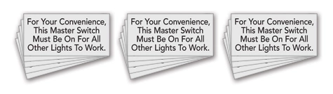 Master Switch Sign - 15 Pack