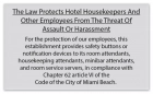 Miami Beach, FL: Housekeeper Protection Notice - Self Adhesive - 8 Pk
