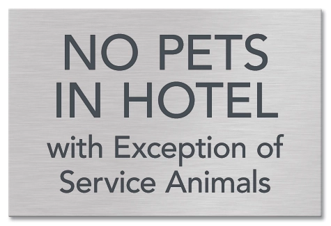 No Pets in Hotel Sign