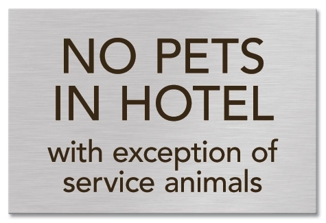 No Pets in Hotel Sign