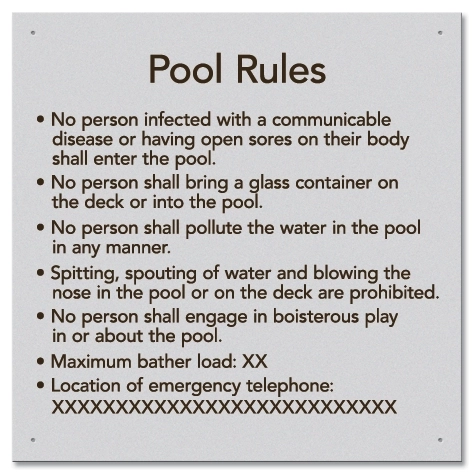 Ontario Canada Pool Rules Sign