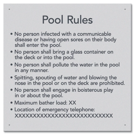 Province Pool Rules Sign - Ontario Compliant: Canada