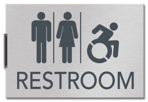 Restroom Flag Sign w/Unisex & Dynamic ISA Symbols