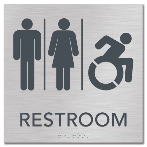 Restroom Sign w/Unisex & Dynamic ISA Symbols