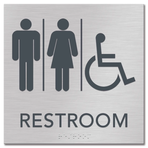 Restroom Sign w/Unisex & ISA Symbols