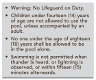 Roanoke, Virginia Pool Rules Sign
