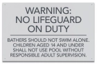 State Pool Sign - No Lifeguard on Duty - Utah Compliant