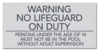 State Pool Sign - No Lifeguard - Texas Compliant