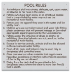 State Pool Sign - Pool Rules - West Virginia Compliant