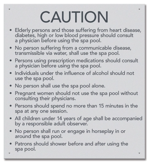 State Pool Sign - Spa Rules - Arkansas Compliant