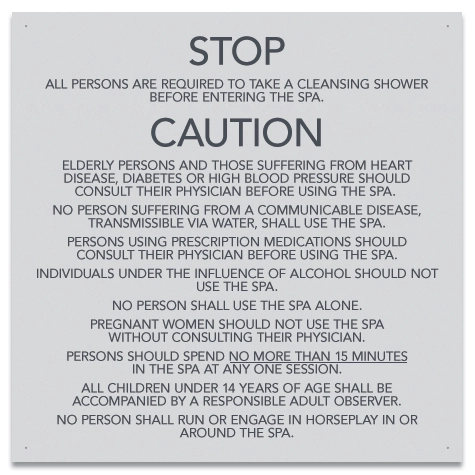 State Pool Sign - Spa Rules - Mobile, AL Compliant