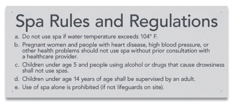 State Pool Sign - Spa Rules - Montgomery, AL Compliant