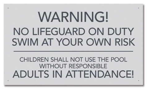 State Pool Sign - Warning: No Lifeguard - Alabama Compliant