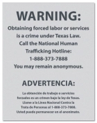 Texas Code - Human Trafficking Notice - Acrylic Material 