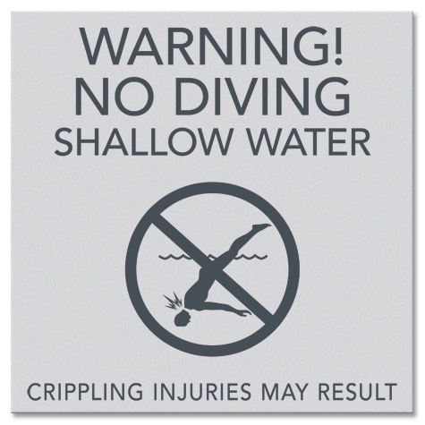 Warning! No Diving Sign w/Symbol
