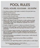 Washington DC Pool Rules with Hours Sign