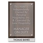 Manager on Duty Sign w/ Nameplate