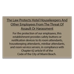 Miami Beach, FL: Housekeeper Protection Notice - Acrylic - 4 Pk