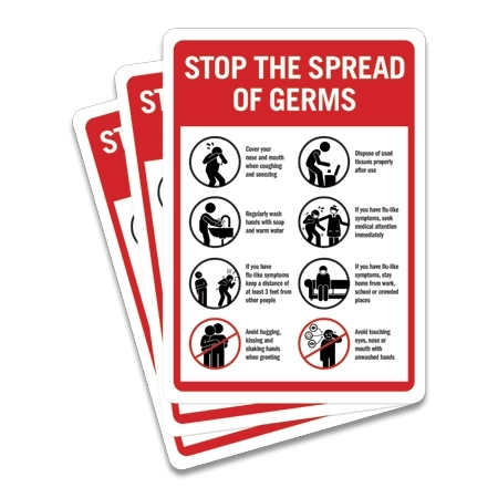 Stop The Spread of Germs Sign - 3 Pack