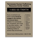 Tennessee Human Trafficking Notice Sign