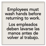 Employees Must Wash Hands... with Spanish