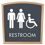 Restroom Sign w/ Unisex & ISA Symbols