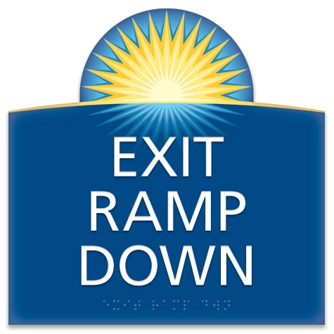 "Exit Ramp Down" Egress Sign - CA Compliant