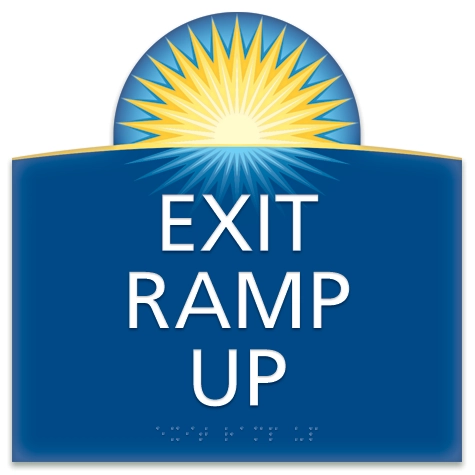 "Exit Ramp Up" Egress Sign - CA Compliant