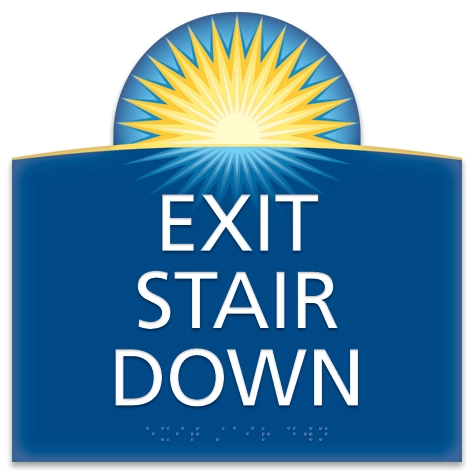 "Exit Stair Down" Egress Sign - CA Compliant