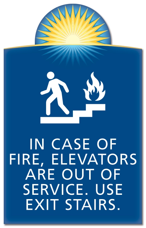 In Case of Fire, Elevators Are Out of Service - No Braille