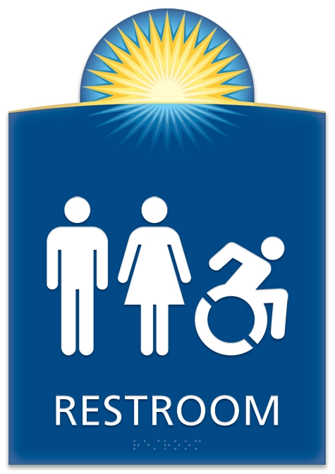 Restroom Sign w/Unisex & Dynamic ISA Symbols
