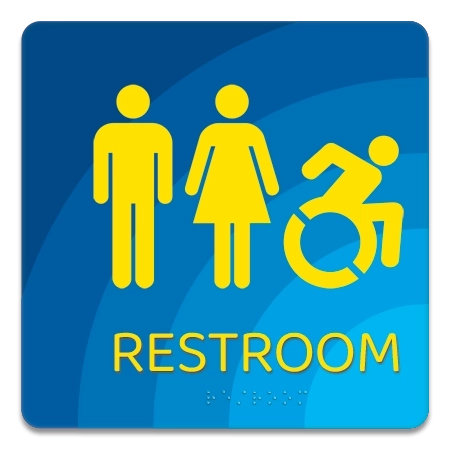 Restroom Sign w/Unisex & Dynamic ISA Symbols