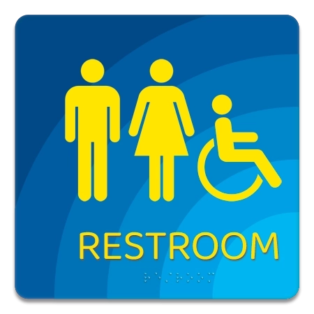Restroom Sign w/Unisex & ISA Symbols
