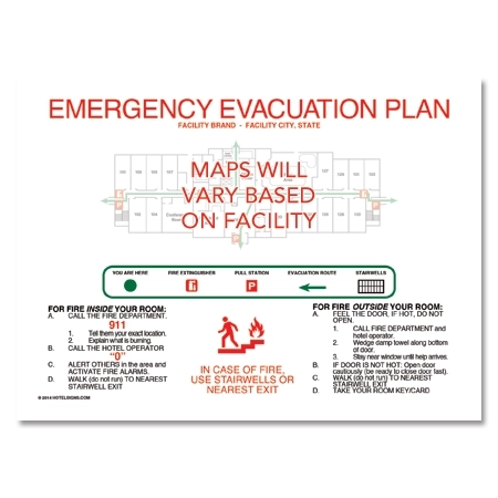 3-Color Guest Room Evacuation Map - Acrylic