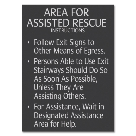 Area of Assisted Rescue Instructions Sign