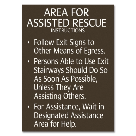 Area of Assisted Rescue Instructions Sign