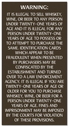 Colorado Alcohol Age Warning Sign