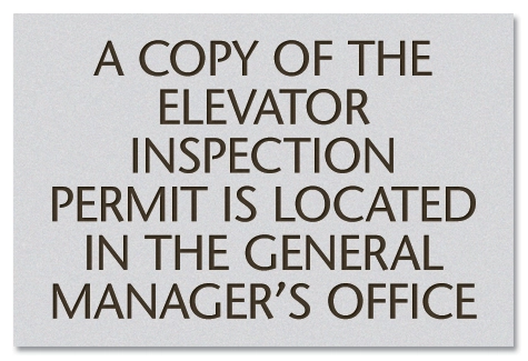 Elevator Inspection Permit Sign