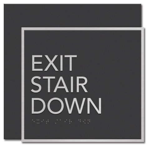 "Exit Stair Down" Egress Sign - CA Compliant