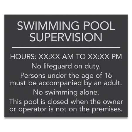 Front Desk Pool Supervision Sign - NJ Compliant