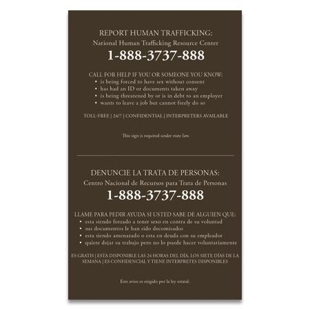 Maryland Large Human Trafficking Notice - Acrylic
