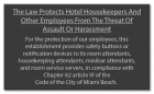 Miami Beach, FL: Housekeeper Protection Notice - Acrylic - 4 Pk