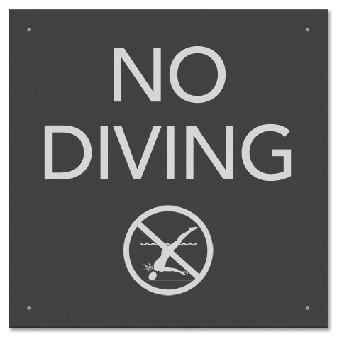 No Diving Sign w/ Symbol