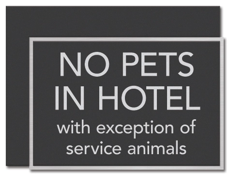 No Pets in Hotel Sign
