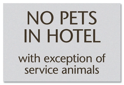 No Pets in Hotel Sign