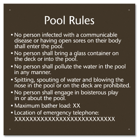 Ontario Canada Pool Rules Sign