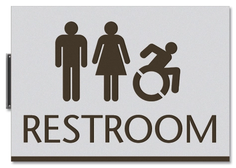 Perpendicular Restroom Sign w/ Unisex & Dynamic ISA Symbols