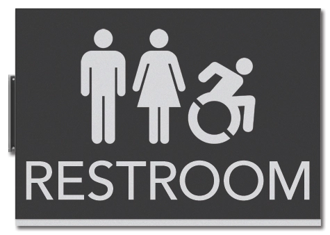 Restroom Flag Sign w/ Unisex & Dynamic ISA Symbols
