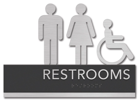 Restroom Sign w/ Unisex & ISA Symbols