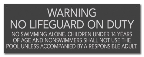 State Pool Sign - No Lifeguard - Indiana Compliant